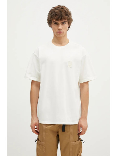 Памучна тениска Norse Projects Simon Loose Organic Heavy Jersey N Patch в бежово с изчистен дизайн N01.0667.0957