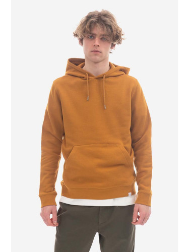 Памучен суичър Norse Projects Vagn Classic Hood N20-1276 8127 в жълто с качулка с изчистен дизайн