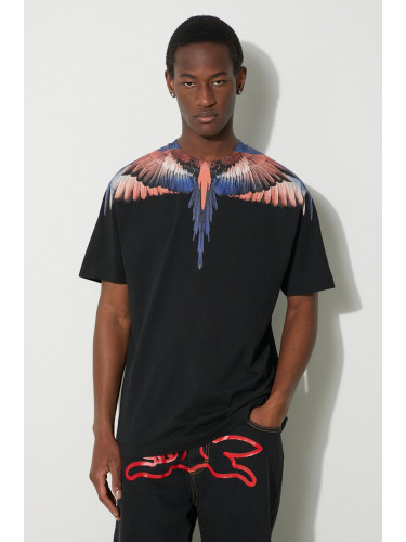 Памучна тениска Marcelo Burlon Icon Wings Basic в черно с принт CMAA056S24JER0011026