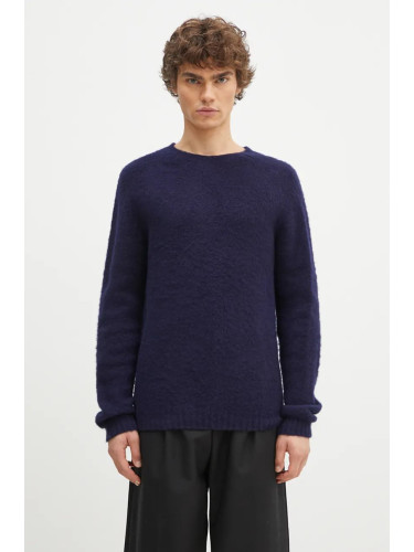 Вълнен пуловер Norse Projects Birnir Brushed Lambswool мъжки в тъмносиньо от топла материя N45.0520.7004