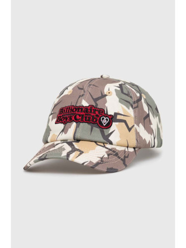 Памучна шапка с козирка Billionaire Boys Club Camo Cap в зелено с десен B24146