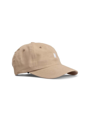 Памучна шапка Norse Projects Twill Sports Cap в бежово с апликация N80.0001.0966