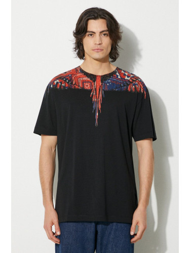 Памучна тениска Marcelo Burlon Bandana Wings Basic Tee в черно с принт CMAA056F24JER0031027