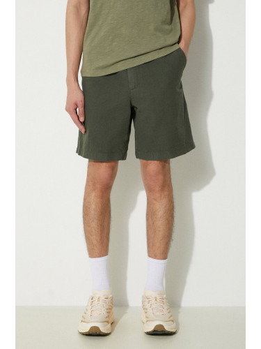 Къс панталон с лен Norse Projects Ezra Relaxed Cotton в зелено N35.0614.8022