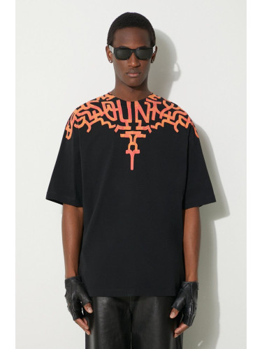 Памучна тениска Marcelo Burlon Graffiti Wings в черно с принт CMAA054S24JER0011020