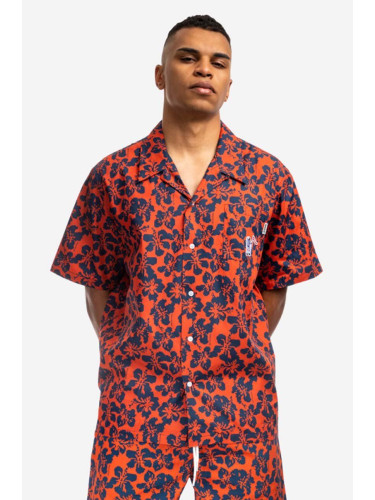 Памучна риза Billionaire Boys Club Hibiscus Camo S/S Bowling Shirt B22216 мъжка в червено със стандартна кройка с класическа яка