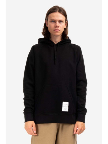 Памучен суичър Norse Projects Kristian Tab Series Hood N20-1294 9999 в черно с качулка с изчистен дизайн