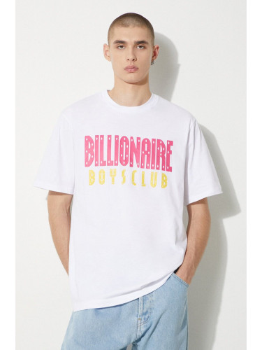 Памучна тениска Billionaire Boys Club Straight Logo в бяло с принт B24243