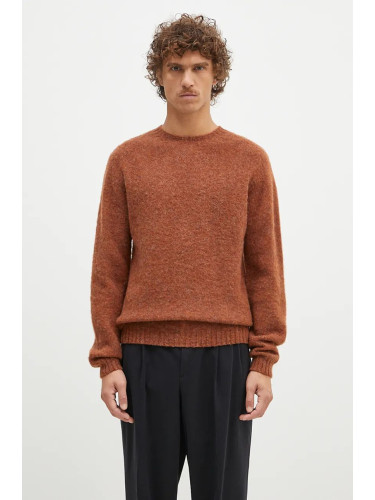 Вълнен пуловер Norse Projects Birnir Brushed Lambswool мъжки в кафяво  N45.0520.4001