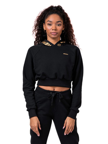 Women's sweatshirt Nebbia Intense Golden Crop hoodie 824 black XS