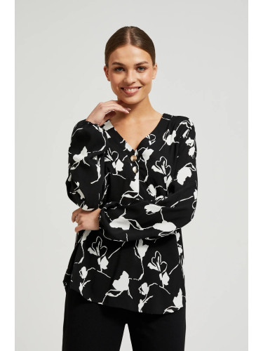 Women's shirt with floral print MOODO - black