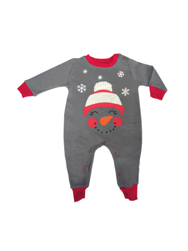 Коледен бебешки гащеризон в сиво