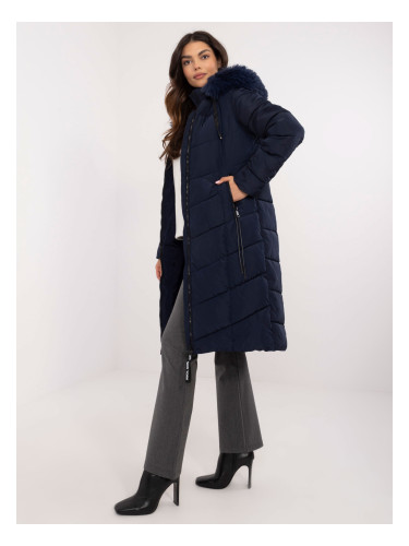 Dark blue long winter jacket
