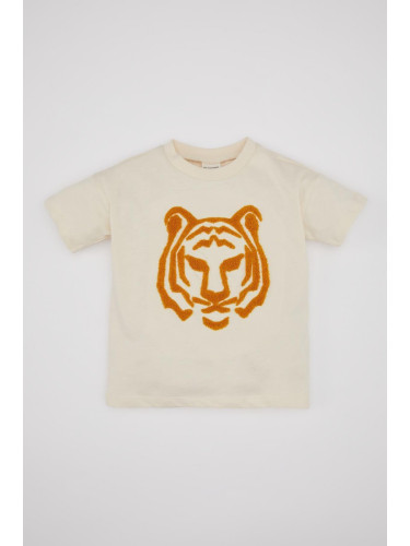 DEFACTO Baby Boy Crew Neck Tiger Patterned Short Sleeve T-Shirt