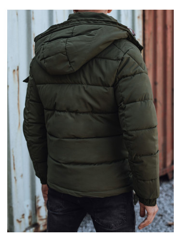 Men's winter quilted jacket with hood green Dstreet