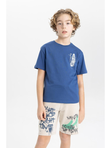 DEFACTO Boys' Crew Neck Printed Short Sleeve T-Shirt