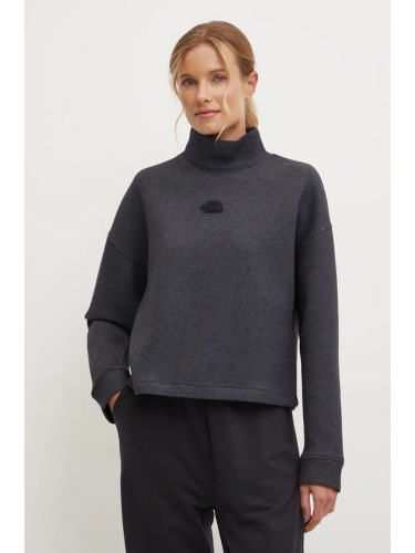 Суичър The North Face Mock Neck Sweatshirt в сиво с изчистен дизайн NF0A89C1KS71