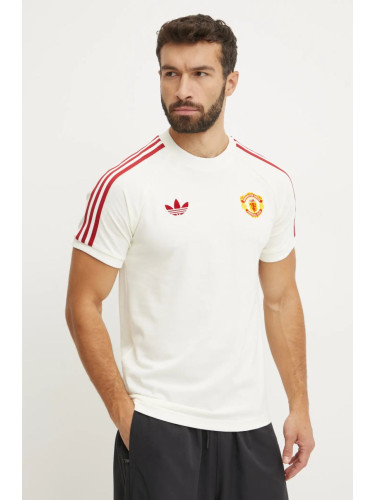 Тениска adidas Originals Manchester United в бежово с десен IY0045