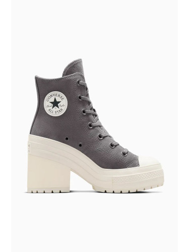 Велурени кецове Converse Chuck 70 De Luxe Heel в сиво A12327C