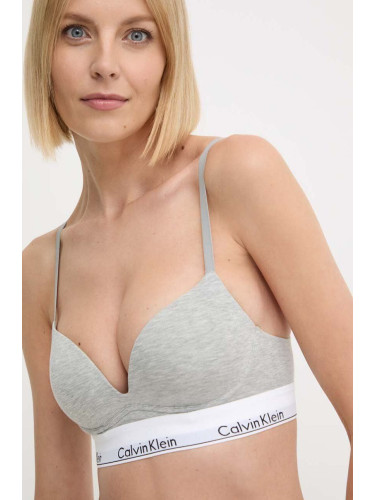 Сутиен Calvin Klein Underwear в сиво с изчистен дизайн 000QF7623E