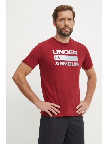 Тениска за трениране Under Armour Team Issue Wordmark в бордо с принт 1329582