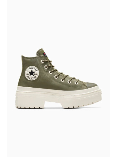 Кожени кецове Converse Chuck Taylor All Star Lugged Heel в зелено A11163C