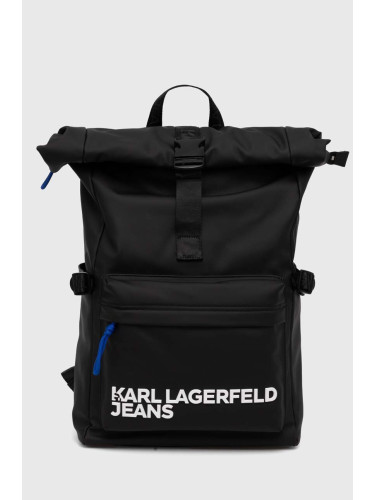 Раница Karl Lagerfeld Jeans в черно голям размер с изчистен дизайн 245D3027