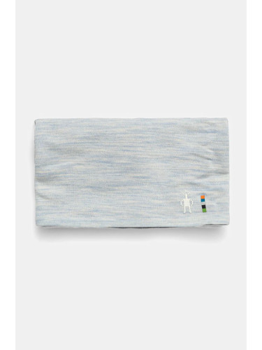 Кръгъл шал с две лица Smartwool Thermal Merino Reversible в синьо с изчистен дизайн SW017071