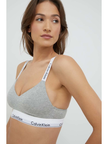 Сутиен Calvin Klein Underwear в сиво с изчистен дизайн 000QF7059E