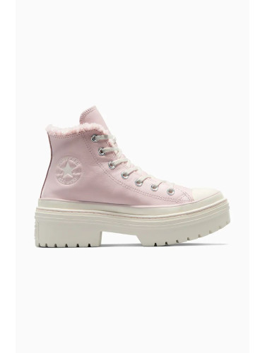 Кожени кецове Converse Chuck Taylor All Star Lugged Heel в розово A09346C