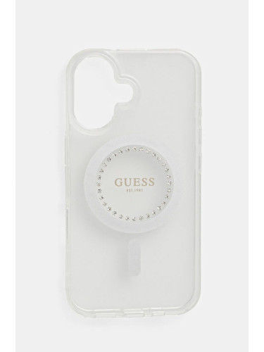 Кейс за телефон Guess iPhone 16 6.1 в бяло GUHMP16SPFTDTEH