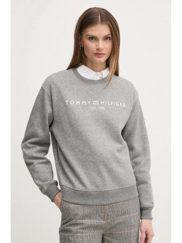 Суичър Tommy Hilfiger в сиво с принт