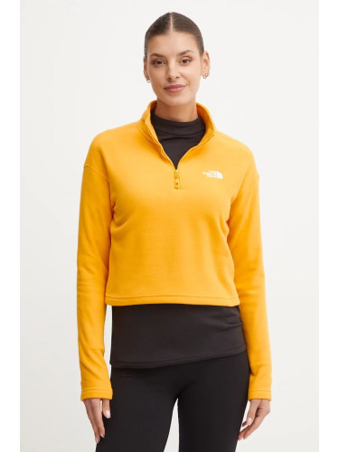 Спортен суичър The North Face 100 Glacier Cropped в жълто с изчистен дизайн NF0A855N56P1