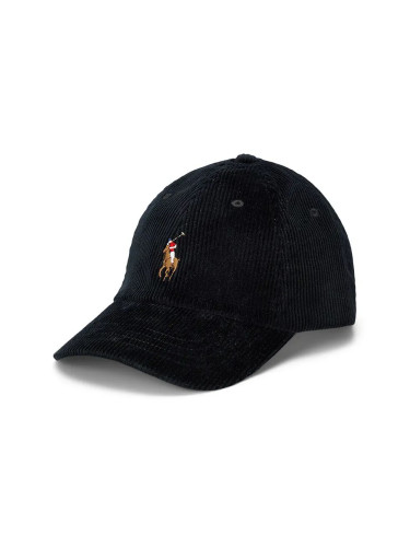 Памучна шапка с козирка Polo Ralph Lauren в черно с апликация 710847175