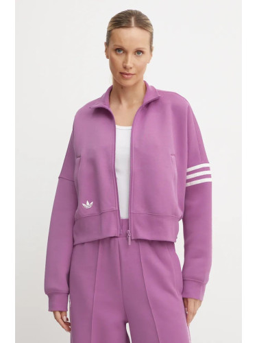 Суичър adidas Originals Neuclassics CL Tracktop в лилаво с десен IW5616