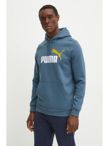 Суичър Puma в синьо с качулка с принт