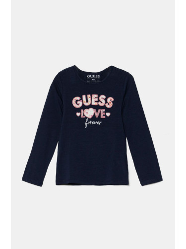 Детска блуза с дълги ръкави Guess в тъмносиньо K4BI16 J1314