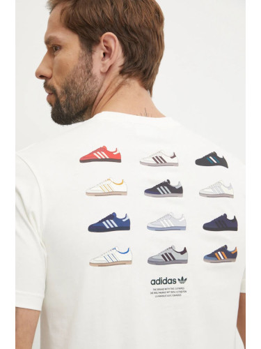 Памучна тениска adidas Originals в бежово с принт IZ2573