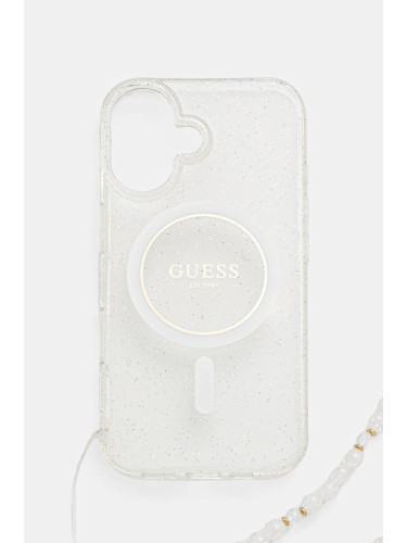 Кейс за телефон Guess iPhone 16 6.1 в прозрачен цвят GUHMP16SHGCRELST