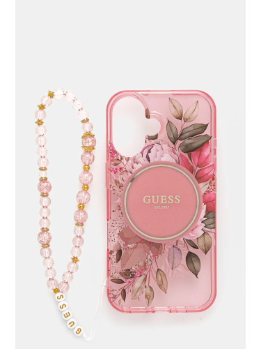 Кейс за телефон Guess iPhone 16 6.1 в розово GUHMP16SHFWBRCESP