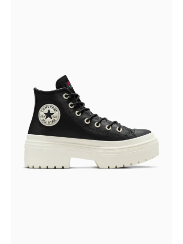 Кожени кецове Converse Chuck Taylor All Star Lugged Heel в черно A12328C