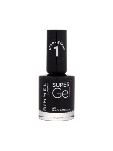 Rimmel London Super Gel STEP1 Лак за нокти за жени 12 ml Нюанс 070  Black Obsession