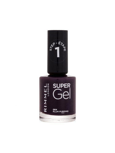 Rimmel London Super Gel STEP1 Лак за нокти за жени 12 ml Нюанс 064 Plum Pudding