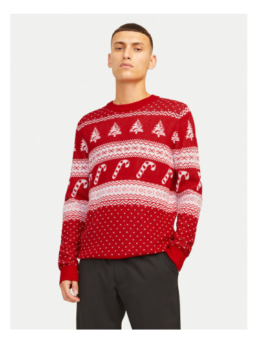 Jack&Jones Пуловер Xmas Gabriel 12266118 Червен Regular Fit