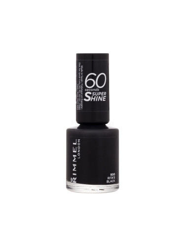 Rimmel London 60 Seconds Super Shine Лак за нокти за жени 8 ml Нюанс 900 Rita´s Black
