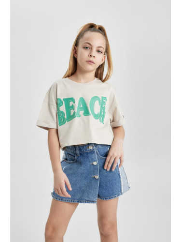 DEFACTO Girls Printed Short Sleeve T-Shirt