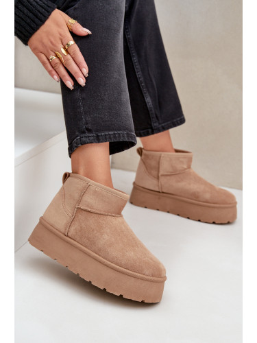 marka niezdefiniowana Дамски Снежни Боти На Платформа Тъмно Бежови Нинала