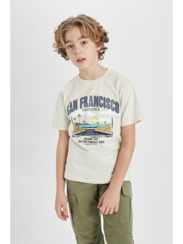 DEFACTO Boys' Crew Neck Printed Short Sleeve T-Shirt