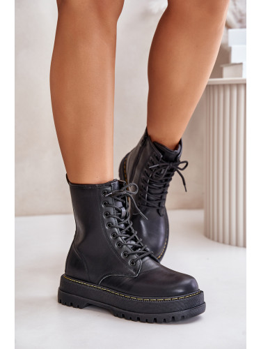 Insulated ankle boots Workery made of eco leather with a zipper black Naléli