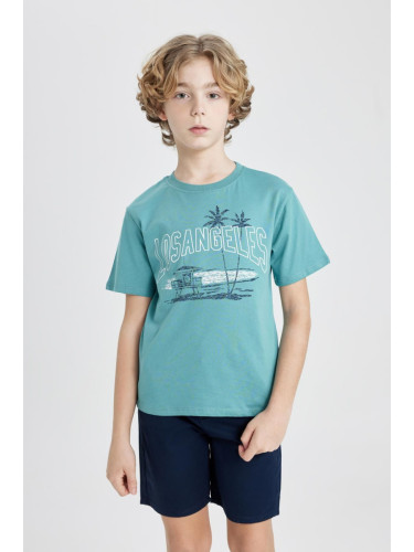 DEFACTO Boys' Crew Neck Printed Short Sleeve T-Shirt